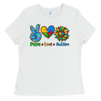 White peace love autism Ladies Tee - AdoDesignShop