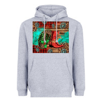 Heather Grey country boots and cowboy hat christmas Heavyweight Hoodie - Jasminsmagicworld