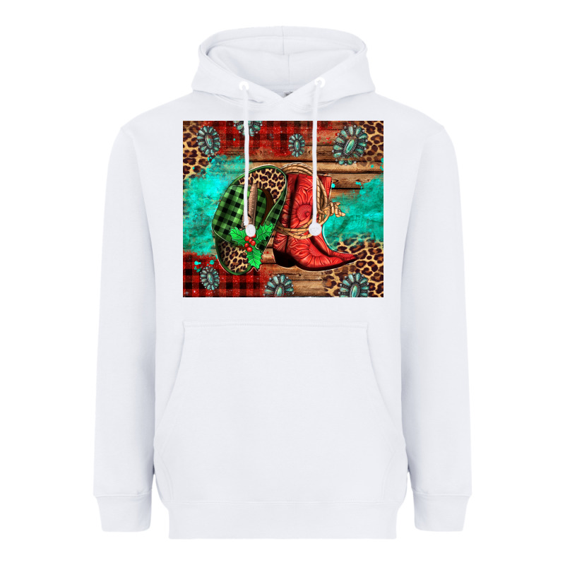 Country Boots And Cowboy Hat Christmas Heavyweight Hoodie by Jasminsmagicworld | Teevron