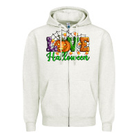 Oatmeal Heather love halloween Zipper Hoodie - Artiststas
