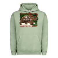 Pigment Oil Green merry christmas bear Urban Hoodie - BarkalooDesign