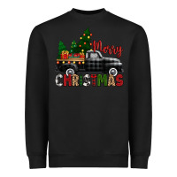 Black merry christmas with black truck Heavyweight Sweatshirt - Zillion Design Studio