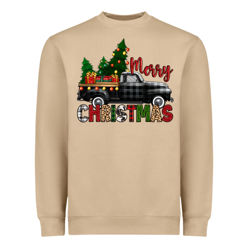 Merry Christmas With Black Truck Heavyweight Sweatshirt by Zillion Design Studio | Teevron