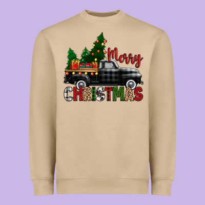 Heavyweight Sweatshirt merry christmas with black truck