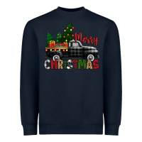 Navy merry christmas with black truck Heavyweight Sweatshirt - Zillion Design Studio