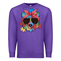 Purple autism awareness bear Premium Sweatshirt - MaliasSmallBusiness