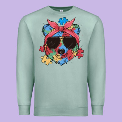 Autism Awareness Bear Premium Sweatshirt Designed By Maliassmallbusiness