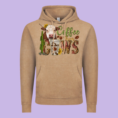Vintage Hoodie coffee then cows
