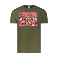 Vintage Olive pink camouflage bunny background Vintage Tee - BarkalooDesign