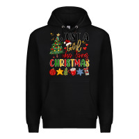 Black just a girl who loves christmas Premium Hoodie - MaliasSmallBusiness