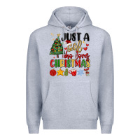 Heather Grey just a girl who loves christmas Premium Hoodie - MaliasSmallBusiness