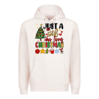 Pale Pink just a girl who loves christmas Premium Hoodie - MaliasSmallBusiness