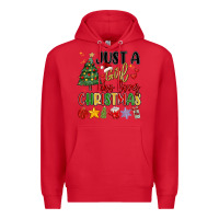 Red just a girl who loves christmas Premium Hoodie - MaliasSmallBusiness