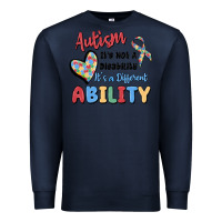 Navy autism it's not a disability it's a different abil Premium Sweatshirt - MaliasSmallBusiness