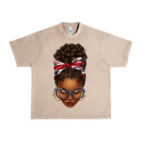French Oak union jack flag afro messy bun Urban Heavy Tee - texasbilliewilder