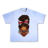 Grape Ice union jack flag afro messy bun Urban Heavy Tee - texasbilliewilder