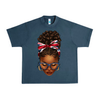 Midnight Navy union jack flag afro messy bun Urban Heavy Tee - texasbilliewilder