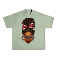 Oil Green union jack flag afro messy bun Urban Heavy Tee - texasbilliewilder