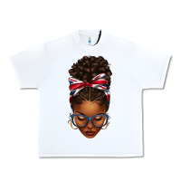 Union Jack Flag Afro Messy Bun Urban Heavy Tee | Teevron