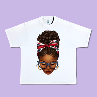 Union Jack Flag Afro Messy Bun Urban Heavy Tee Designed By Texasbilliewilder