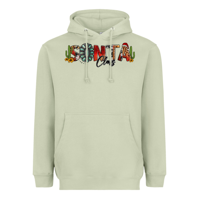 Western Christmas Santa Claus Sunflowers And Cactus Heavyweight Hoodie by Jasminsmagicworld | Teevron