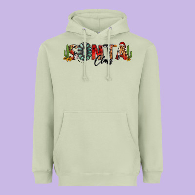 Western Christmas Santa Claus Sunflowers And Cactus Heavyweight Hoodie Designed By Jasminsmagicworld