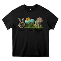 Black Peace Love Hippo Heavy Core Tee - LillyAllenDesigns