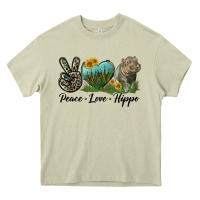 Mossy Peace Love Hippo Heavy Core Tee - LillyAllenDesigns