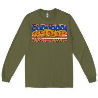 Army Green usa flag sunflowers license plate Long Sleeve Tee - HRA Design Shop
