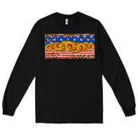 Black usa flag sunflowers license plate Long Sleeve Tee - HRA Design Shop