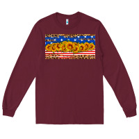 Burgundy usa flag sunflowers license plate Long Sleeve Tee - HRA Design Shop