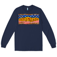 Navy usa flag sunflowers license plate Long Sleeve Tee - HRA Design Shop