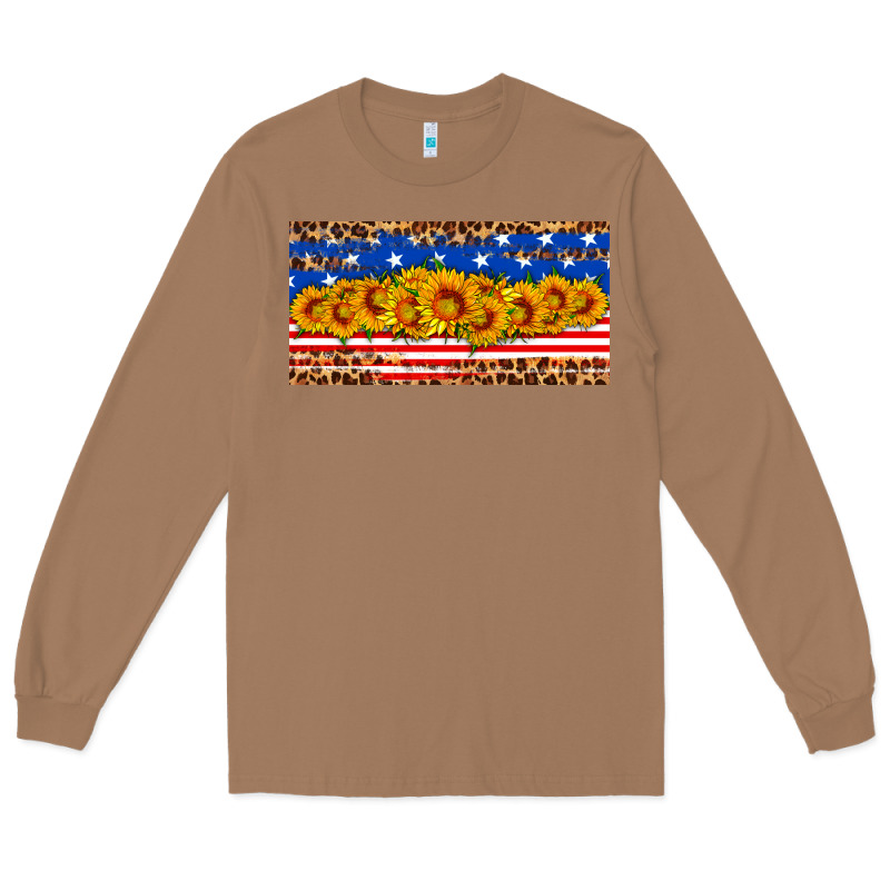 Usa Flag Sunflowers License Plate Long Sleeve Tee by HRA Design Shop | Teevron
