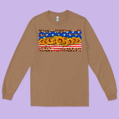Usa Flag Sunflowers License Plate Long Sleeve Tee Designed By Hra Design Shop