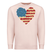Pale Pink american heart flag Premium Sweatshirt - MaliasSmallBusiness