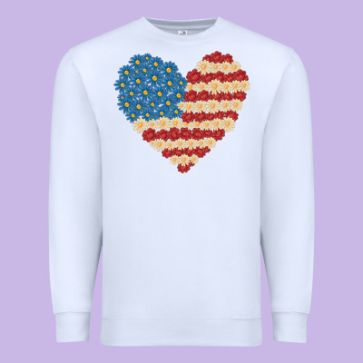 American Heart Flag Premium Sweatshirt Designed By Maliassmallbusiness
