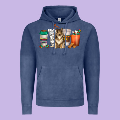Vintage Hoodie collie dog coffee cups