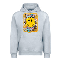 Heather Grey happy vibes smiley face Urban Hoodie - BarkalooDesign
