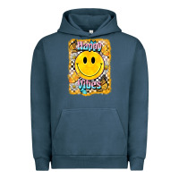 Pigment Midnight Navy happy vibes smiley face Urban Hoodie - BarkalooDesign