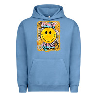 Pigment Pebble Blue happy vibes smiley face Urban Hoodie - BarkalooDesign