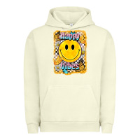 Pigment Pistachio happy vibes smiley face Urban Hoodie - BarkalooDesign