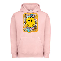 Pigment Salmon happy vibes smiley face Urban Hoodie - BarkalooDesign