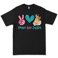 Black peace love easter with bunny and butterfly Premium Tee - Artiststas