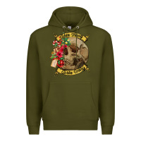 Army Green Sorta merry sorta scary skull Premium Hoodie - NancyCooperArtShop