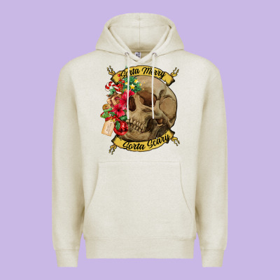 Sorta Merry Sorta Scary Skull Premium Hoodie Designed By Nancycooperartshop