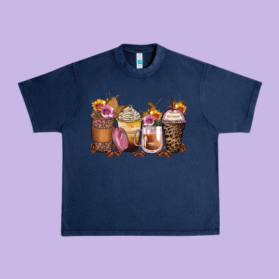 Leopard Rose Glitter Flowers Coffee Cups Urban Heavy Tee Designed By Zillion Design Studio
