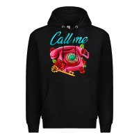 Black call me roses and pink telephone Premium Hoodie - AdoDesignShop