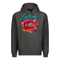 Charcoal Heather call me roses and pink telephone Premium Hoodie - AdoDesignShop