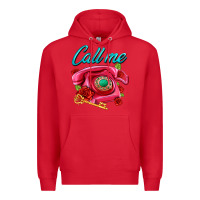 Red call me roses and pink telephone Premium Hoodie - AdoDesignShop