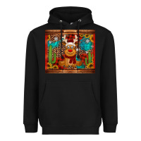 Black western christmas reindeer Heavyweight Hoodie - Jasminsmagicworld